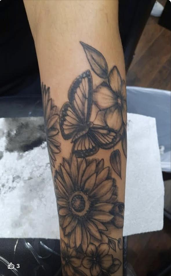 Butterfly Floral Tattoo